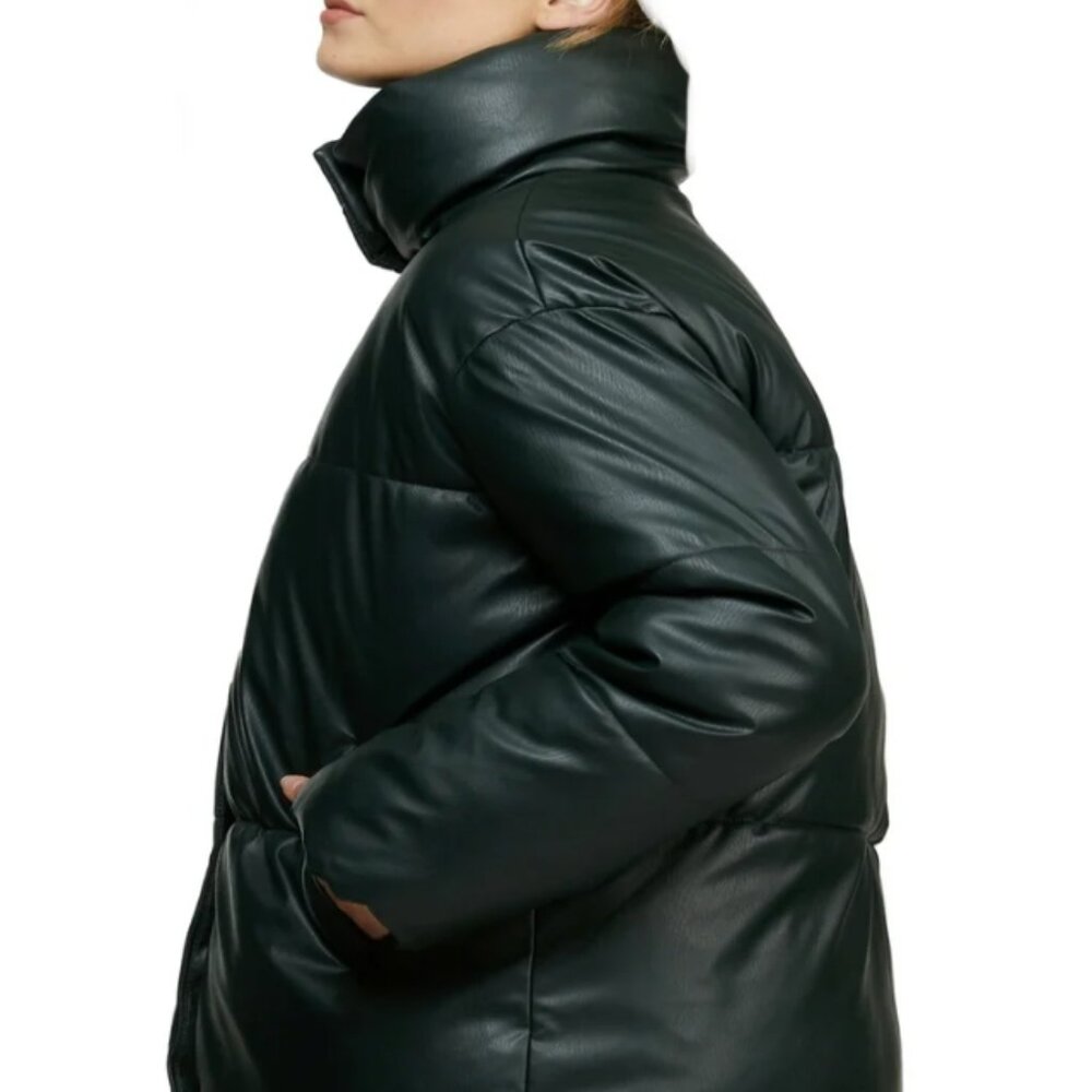 Vegan Leather Puffer Jacket